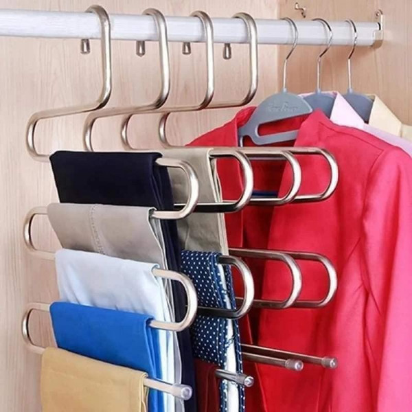 High Quality 5 layers S Shape Stainless Steel Pant and Clothe Hanger